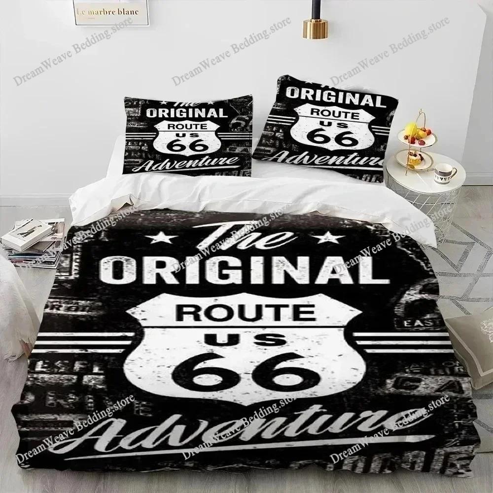 3D Исторический набор постельного белья 'Материнская дорога' Route 66 Пододеяльник Комплект постельного белья Пододеяльник Наволочка Одеяло Размер King Queen Для мальчиков Взрослых