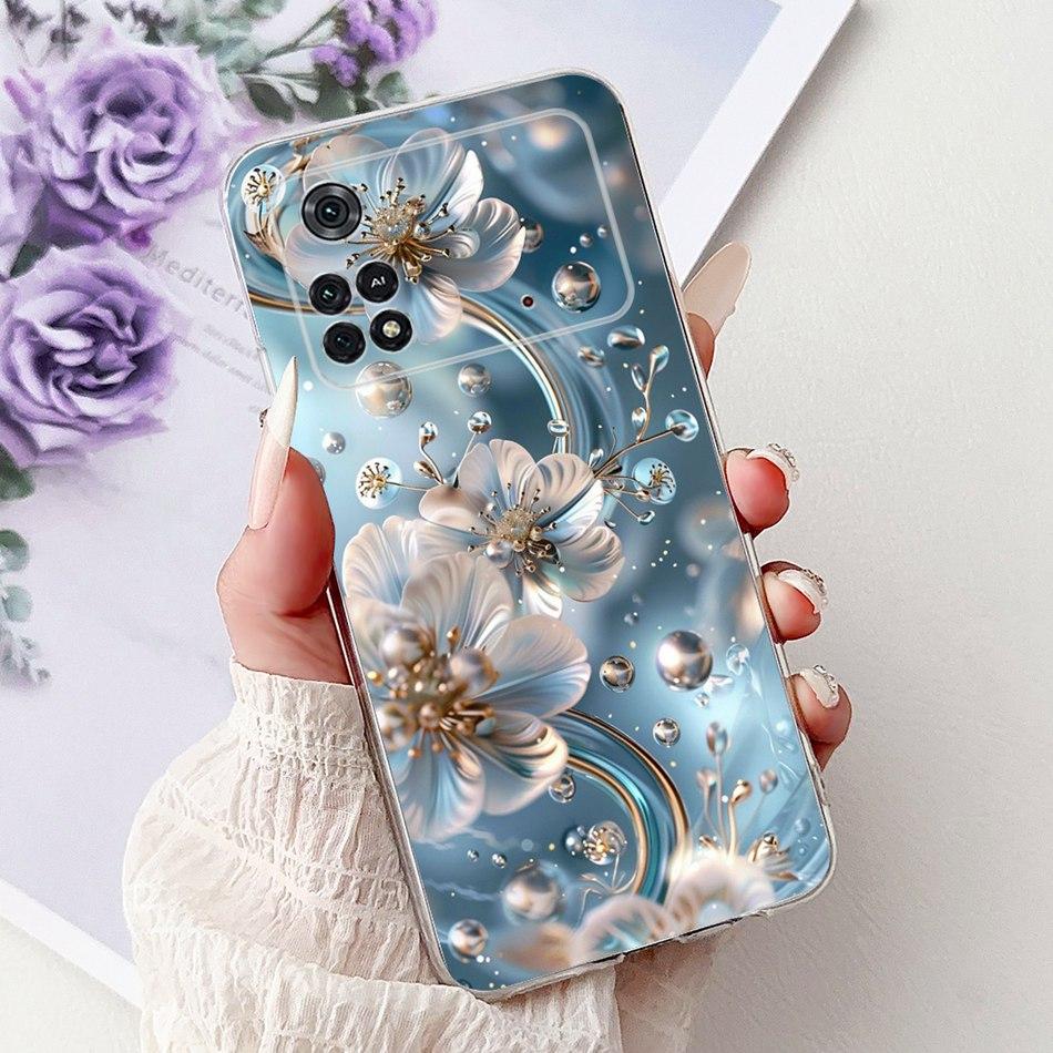 Для Xiaomi Poco M4 Pro Элегантный Цветочный Бабочка Чехол для Телефона Для Xiaomi Poco M4 5G PocoM4 Pro 5G 4G Мягкий Силиконовый ТПУ Чехлы