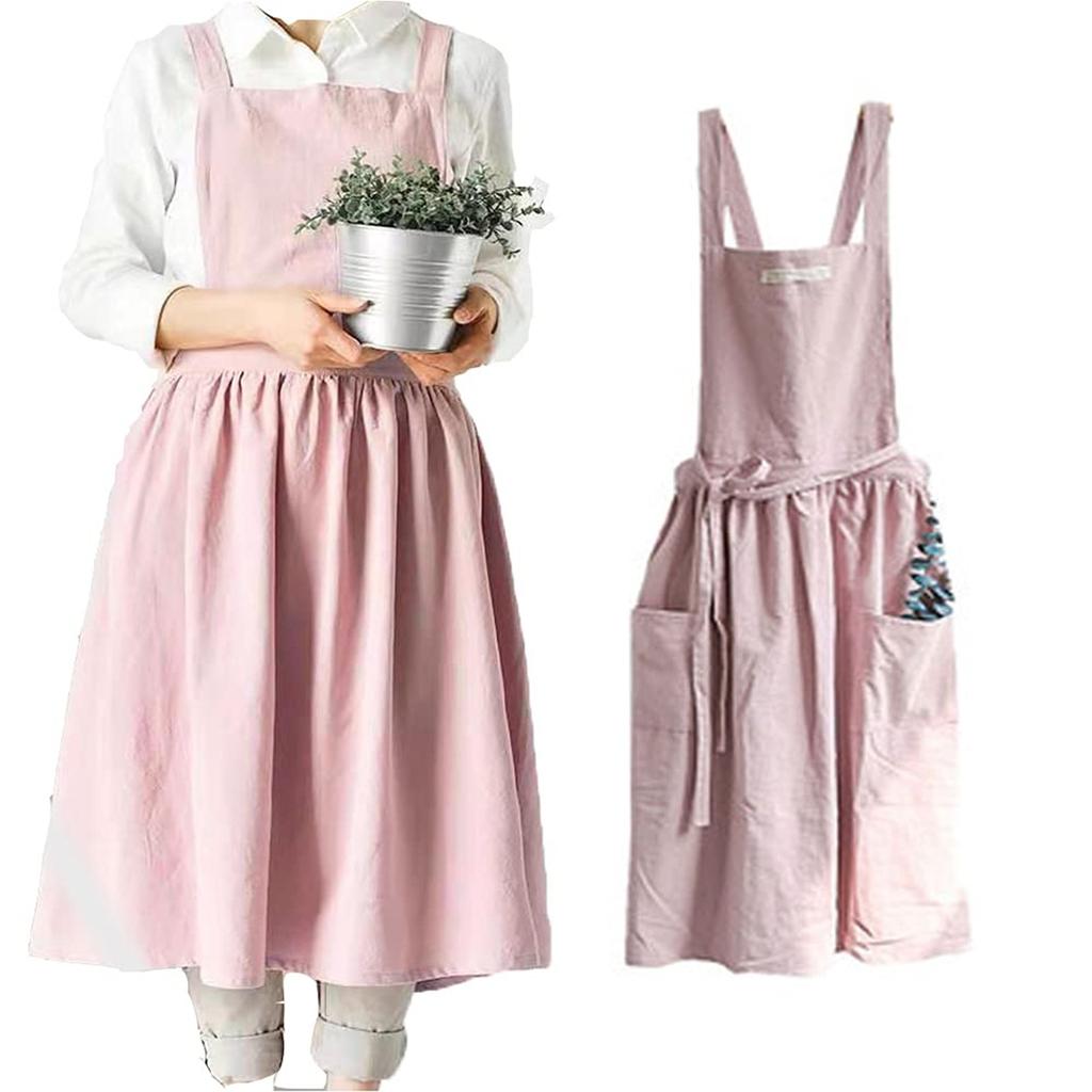 Soft Cotton Kitchen Cooking Apron With Cross Back For Cooking Catering Work Commercial Restaurant The Size Can Be Customized