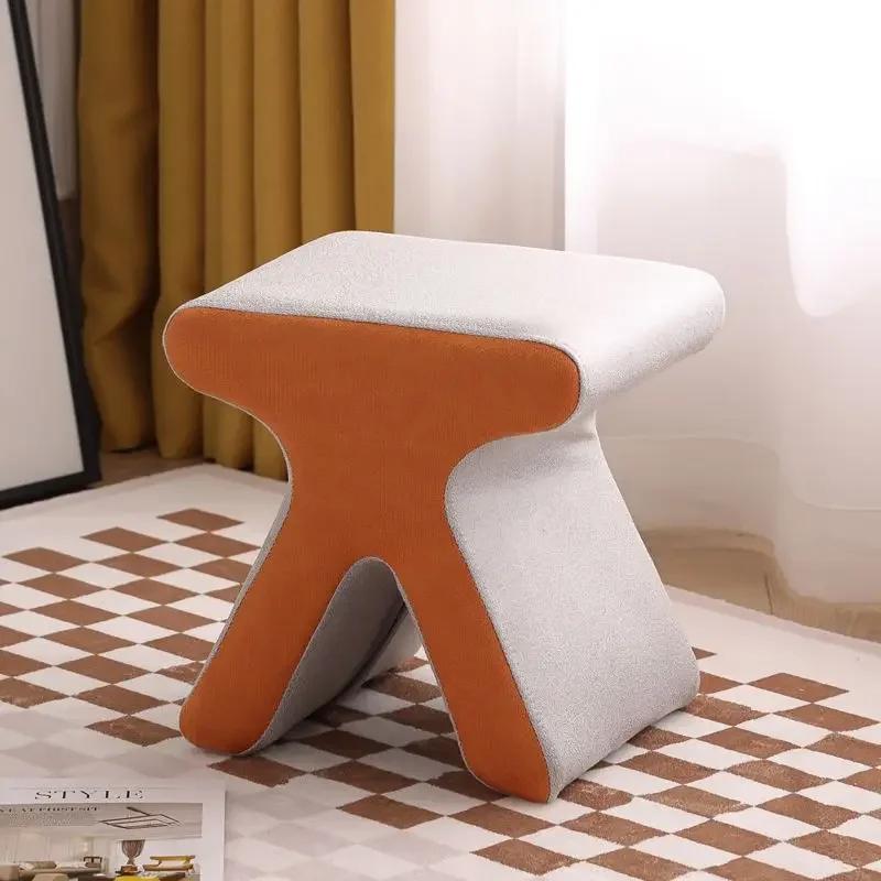 Nordic Shoes Changing Stool Doorway Living Room Creative Cloth Technology Short Stool Light Luxury Dressing Room Small Stools