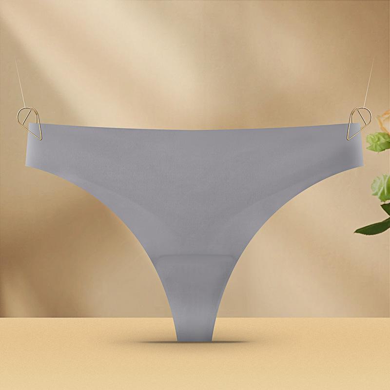 Европейские и американские женские бесшовные стринги из ледяного шелка с низкой талией