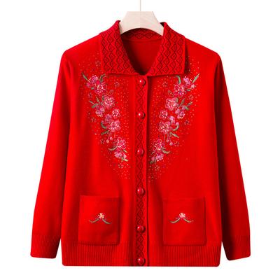 Женский свитер-жакет для женщин среднего и пожилого возраста, новый стиль, весенне-осенний, кардиган, топ, свободный, большого размера