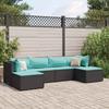 VidaXL Garden Lounge Set 6 Pcs with Cushions Black Wicker, Outdoor Sofa Set, Garden Corner Sofa, 3308244