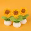 Cute Knitted SunFlower Pots Crochet Flower Creative Artificial Flowers Graduation Flower Car Home Decor Gift