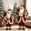 Рождественская фигурка Санты Стоящая фигура Санта-Клауса с мешком подарков и подарочной коробкой Рождественское украшение для праздничной вечеринки Домашний декор