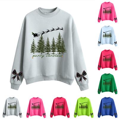 Женский модный повседневный свитшот с круглым вырезом и длинными рукавами с рождественским принтом