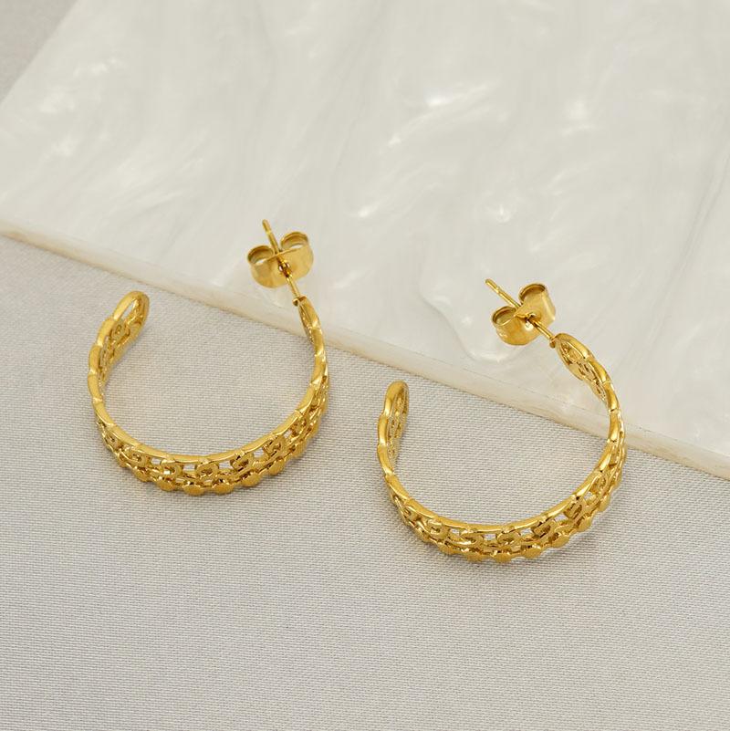 Модные геометрические полые серьги из нержавеющей стали, нишевые универсальные серьги с чувством дизайна для женщин