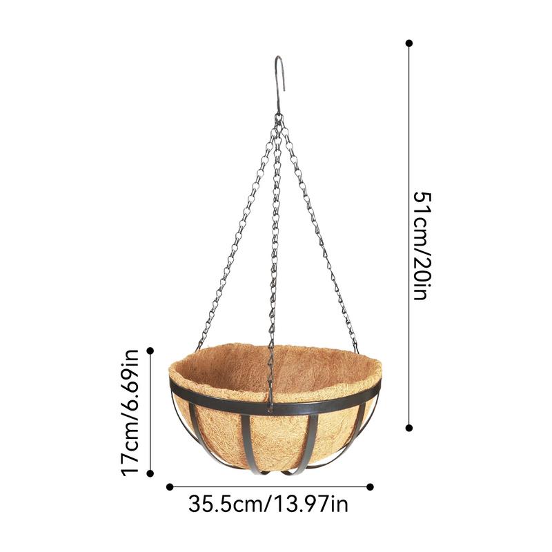 Hanging Baskets for Plants with Coco Liner Flower Basket Pots Holder Hanger Hook Deck Patio Porch Garden Balcony Decoration