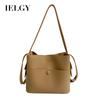 Ladies Pu Large Capacity Retro Messenger Brown Bucket Bag