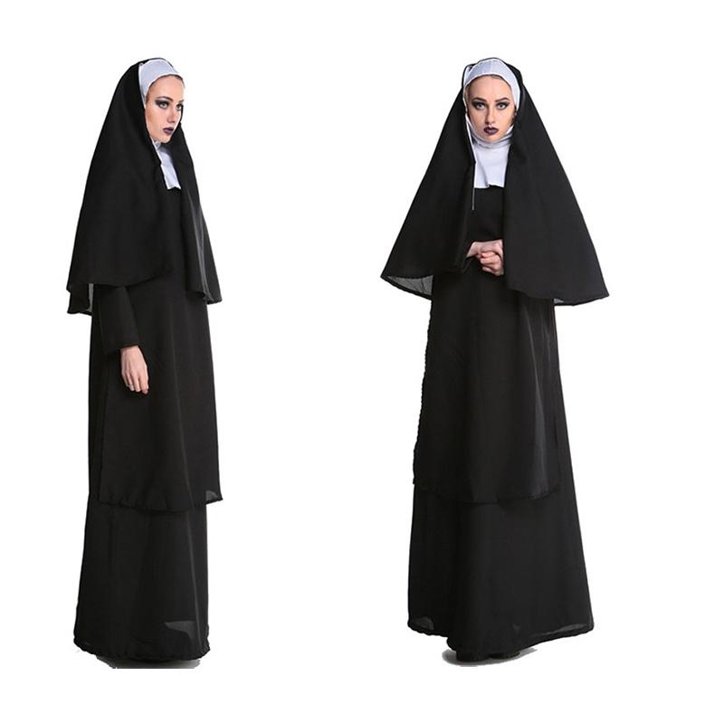 Adult Cosplay Costume Halloween Nun Dress For Game-themed Role-play L Xl)