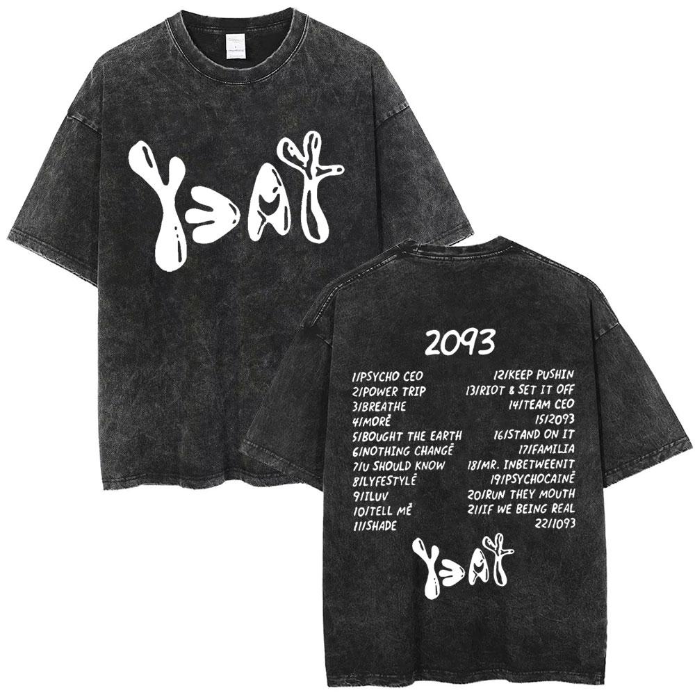 Washed Rapper Yeat Graphic T Shirts LYFESTYLE 2093 Merch T-shirt Hip Hop Fashion Vintage T Shirt Cotton Oversized Tees Unisex