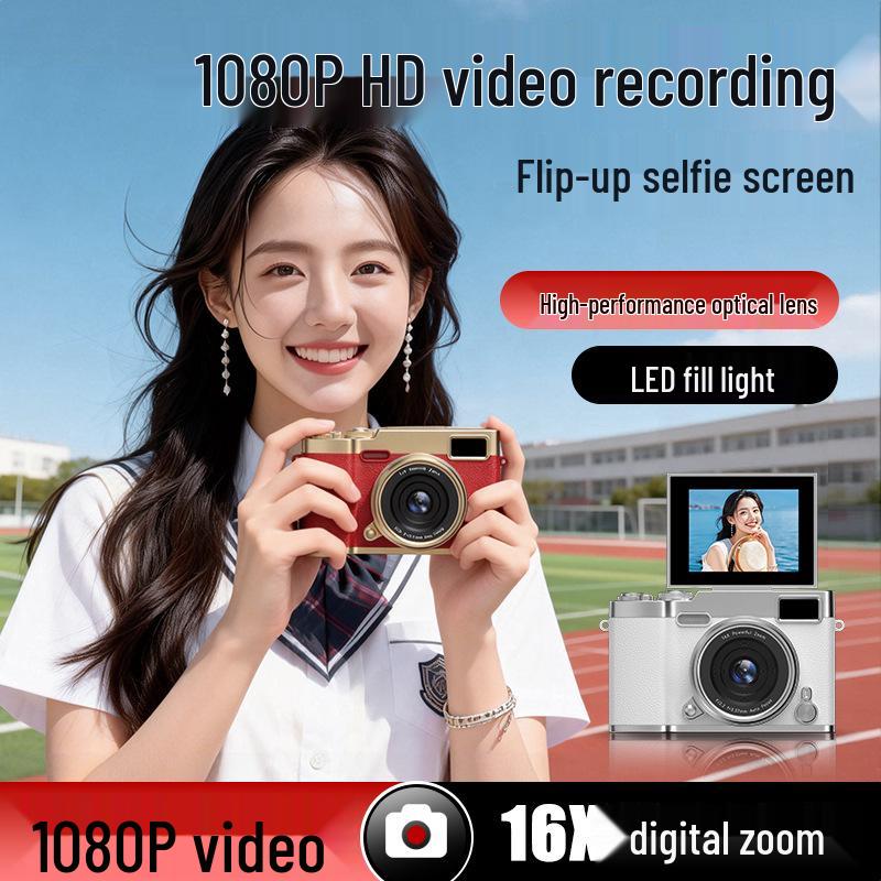 Retro Flip Screen Student Selfie HD Digital Camera Camcorder for Travel and Vlogs