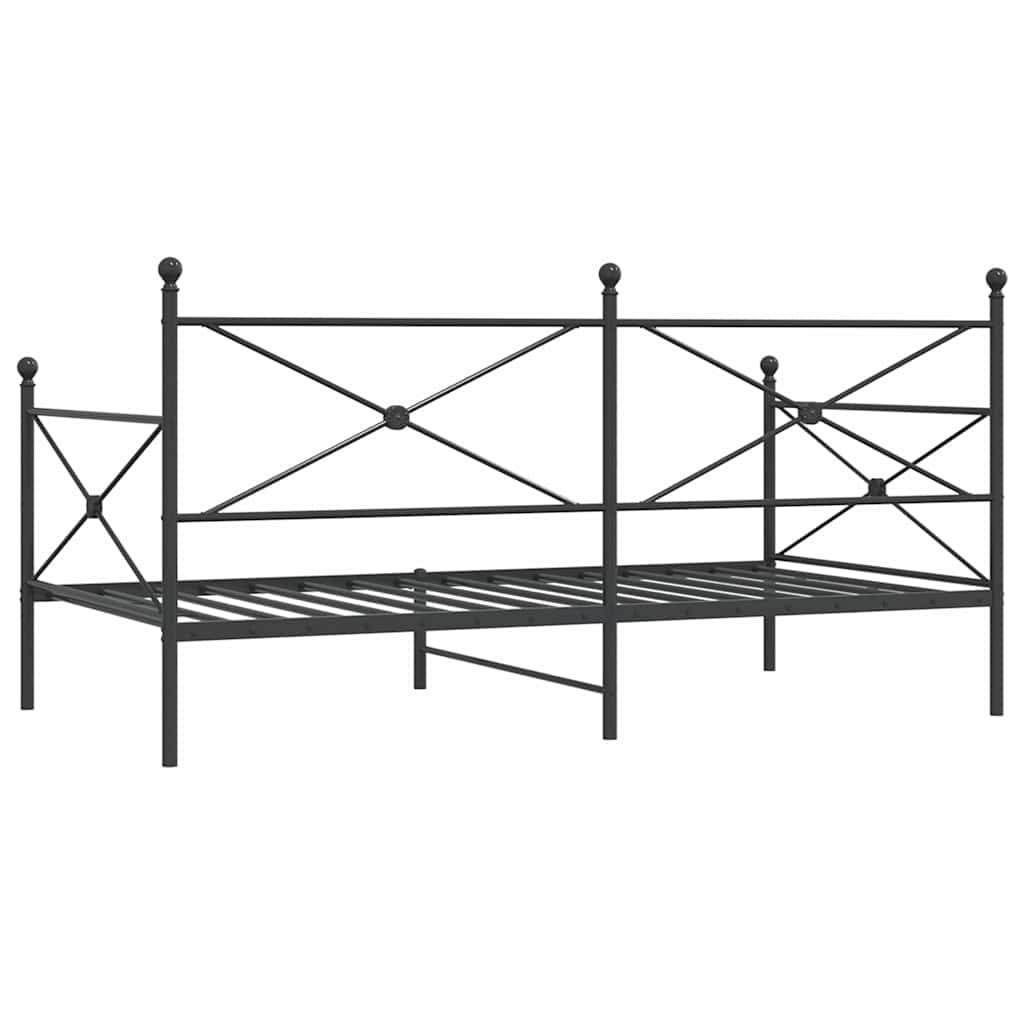 Łóżko Dzienne Bez Materaca Czarne 100X200 Cm Stalowe