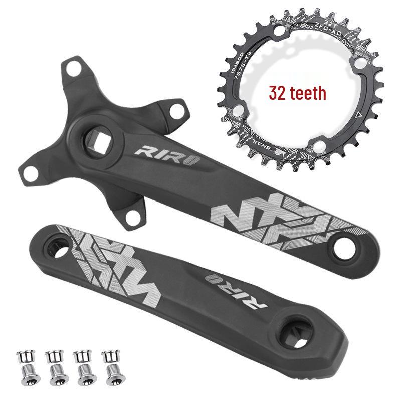 RIRO Mountain Bike Crankset, Square Hole, 10/11-Speed, 104BCD, Positive/Negative Tooth, Single/Double Disc