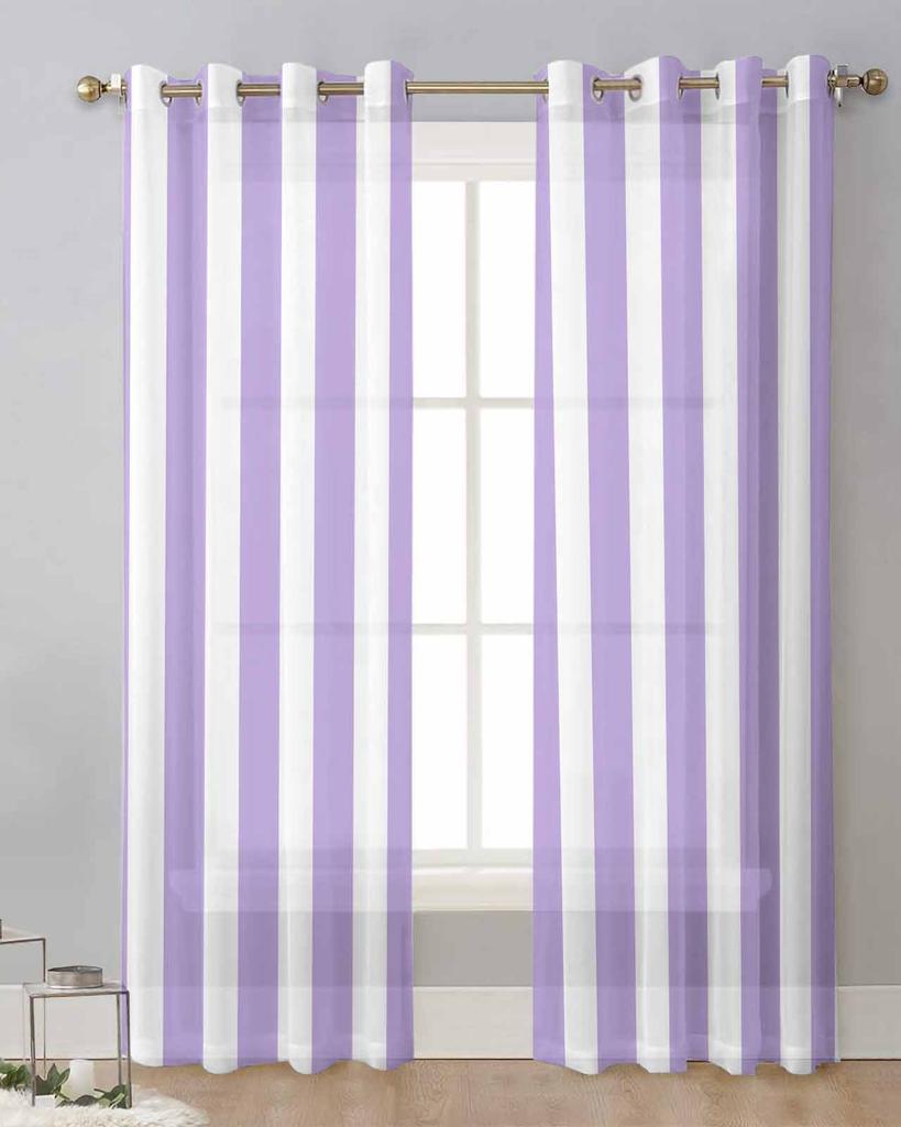 Полосатые фиолетовые геометрические прозрачные шторы для украшения гостиной, оконные шторы для кухни, тюль, вуаль, органза, шторы