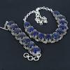 Blue Sapphire Gemstone Handmade 925 Sterling Silver Jewelry Neclace Bracelet Set, Antique Jewelry Set, Wedding Gifts Bracelet For Easter Gift