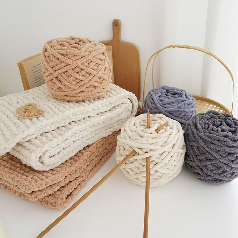 100 г Шениловая пряжа для вязания Мягкая ледяная ленточная пряжа Хлопковая пряжа Сделай сам Шерстяная пряжа для ручного вязания Плед Шарф Толстая нить