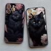 Художественная картина Розовый кот Чехол для телефона Для iphone 15 14 Plus Pro Max 13 12 Mini 11 Pro MAX XS X XR 8 7 SE 2020 Ударопрочный корпус