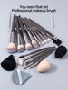 19pcs Professional Makeup Brush Kit,15Brushes+2Powder Puffs+2Makeup Sponges,Portable Complete CosmeticTools Set for Daily&Travel