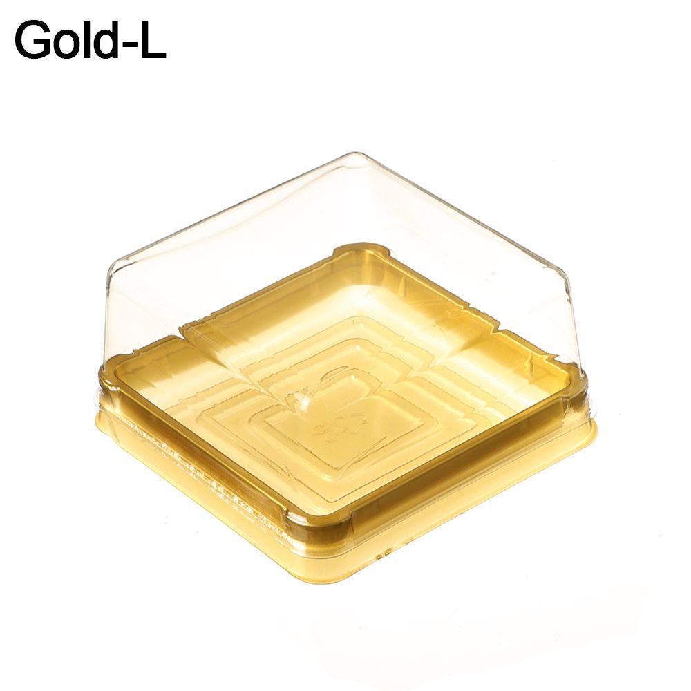 50pcs Plastic Square Moon Cake Boxes Egg-Yolk Puff Container Golden Packing Box Multi Size