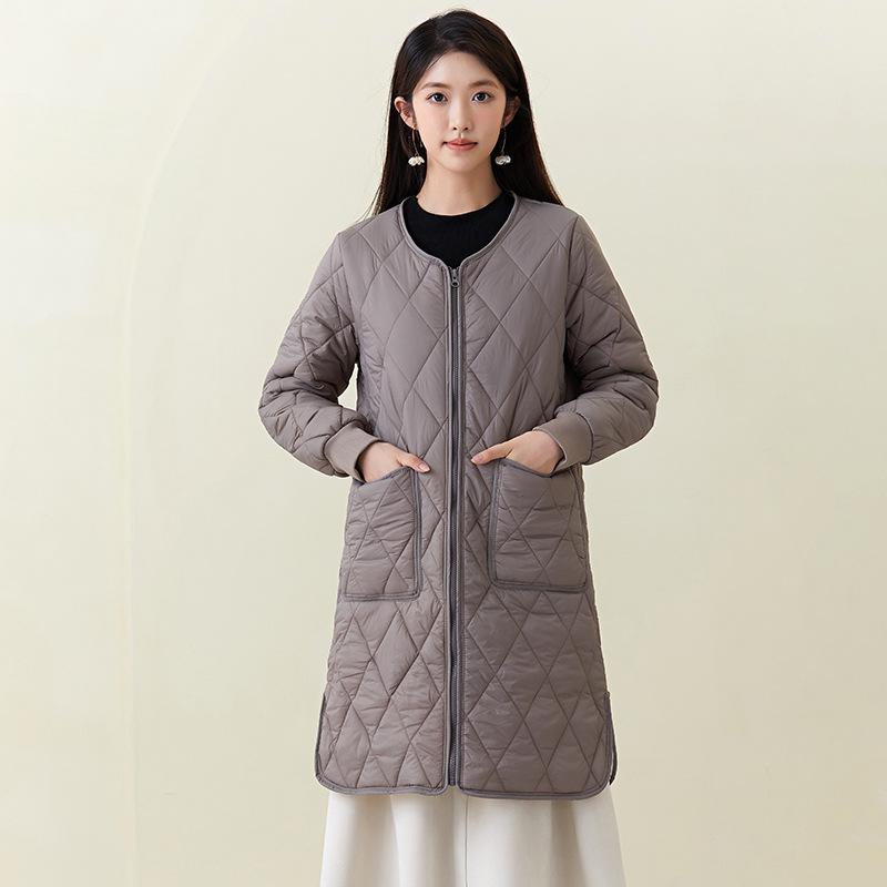 Зимняя длинная теплая хлопковая куртка на молнии с прошитыми рукавами, хлопковая куртка для женщин из хлопка плюс плюс, утепленная одежда, модная, теплая и комфортная 2401
