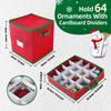 Складная четырехслойная картонная коробка для хранения рождественских украшений, 64 ячейки, на молнии, разноцветный дизайн
