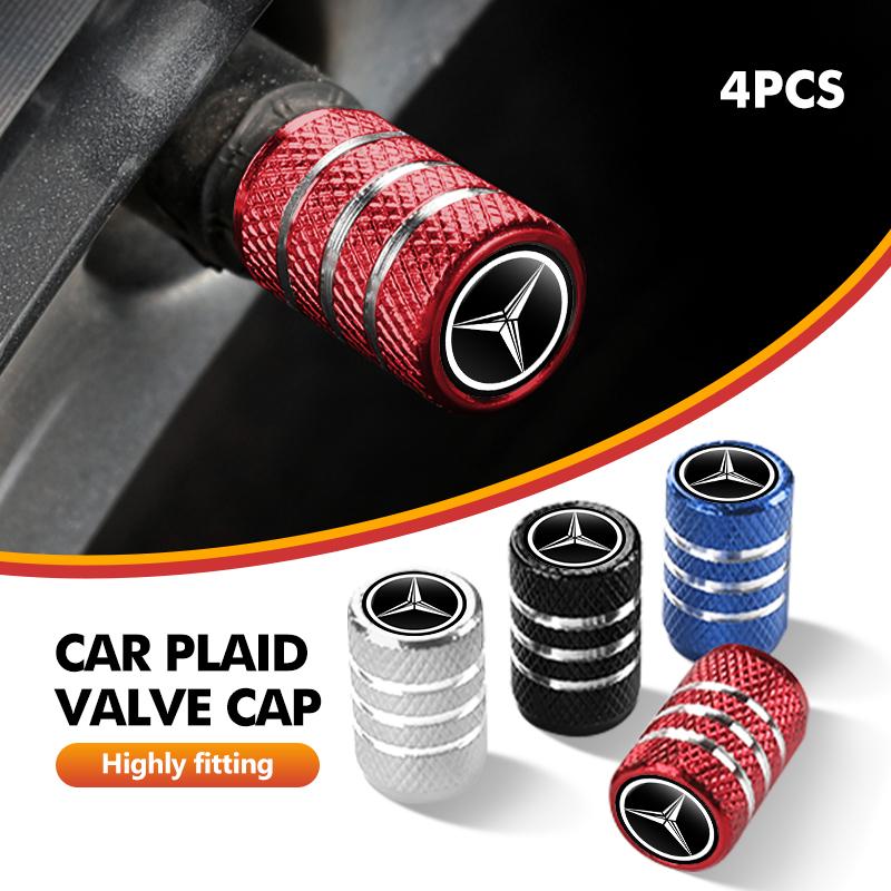 BENZ 4pcs Alloy Car Wheel Tire Valve Protection Cap Dustproof Cover For Mercedes Benz W202 W212 W126 W140 W168 W177 CLS GLE GLC GLS DV1