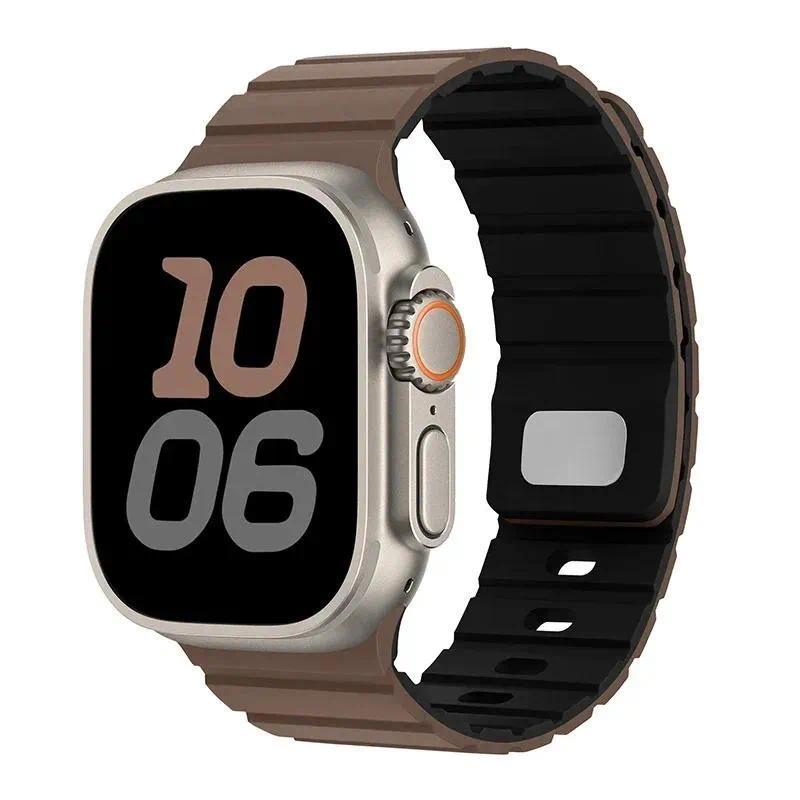 Силиконовый ремешок Магнитная застежка для Apple Watch 46 мм Ultra 3 49 мм 46 мм 45 мм 44 мм 41 мм 42 мм 40 мм для iWatch Серии 11 10 9 8 7 6 SE3