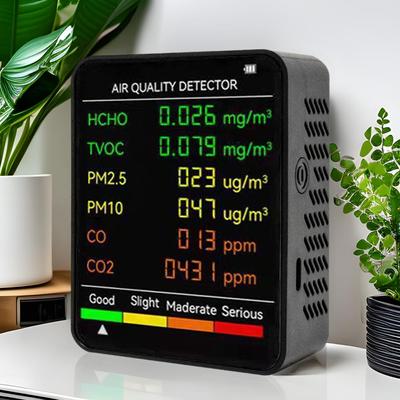 Монитор качества воздуха 6-в-1: Обнаружение формальдегида, PM2.5, CO2 и ЛОС