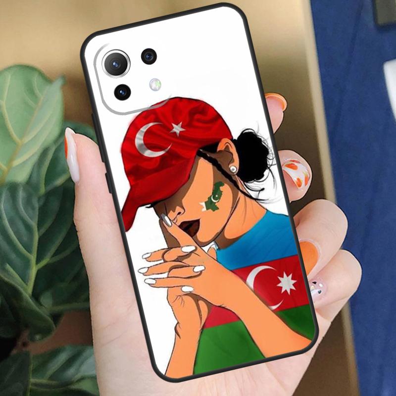 Чехол Девушка с флагом Азербайджана для Xiaomi 17 Pro Max 14 15 Ultra 13T 14T 15T Pro POCO F8 F7 F5 F6 X5 X6 X7 Pro Coque