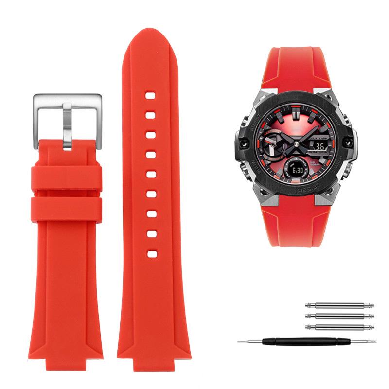 Classic Convex Mouth Silicone Watchband For Casio G-SHOCK Steel Heart GST-B400 Men's Sports Waterproof Rubber Strap Bracelet Accessories