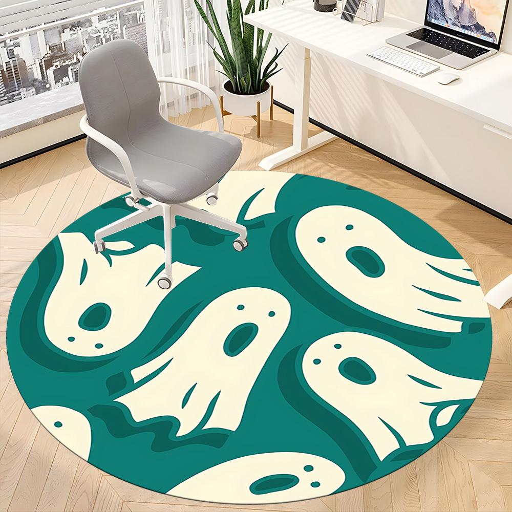 1pc Ghostly Spirits Office Round Area Rug, Mat Suitable For Office, Under Office Chairs Bedroom Living Room Home Decor, Room Deco