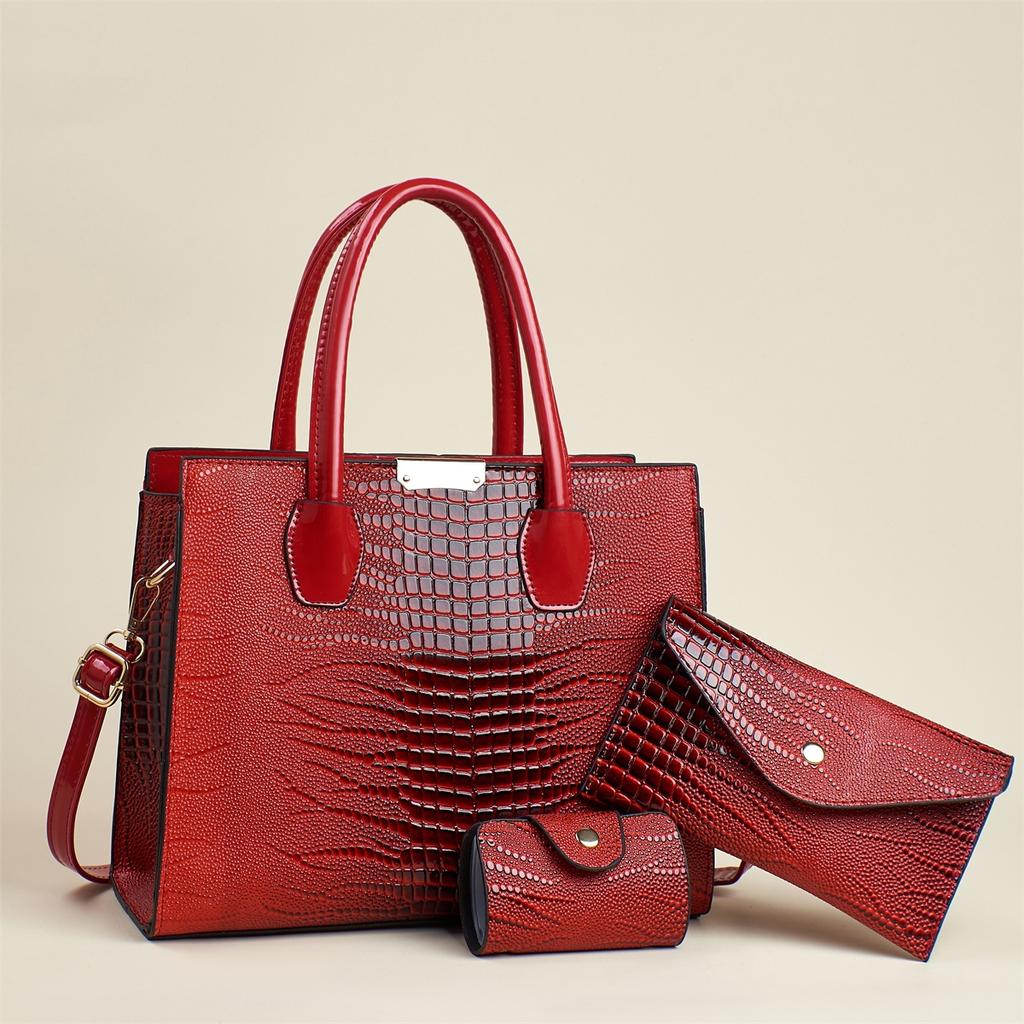 Новая модная сумка для поездок на работу из трех частей, сумка через плечо, женская сумка с принтом ящерицы, модная женская сумка