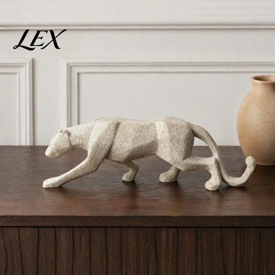 Stable Desk Art Piece 3D Geometric Cheetah Ornament, Durable PLA Modern Minimalist Sculpture, Artistic Animal Figurine Stone Texture Statue, for Home