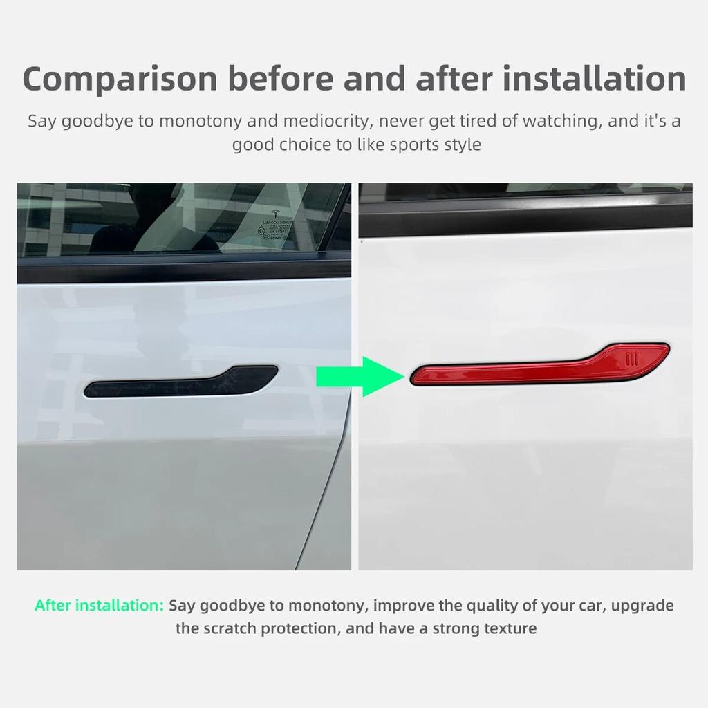 LUCKEASY для Tesla Model 3 YS 2016-2023, автомобильные аксессуары, нашивка на дверную ручку, ABS, декоративные наклейки на дверную ручку