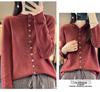 Autumn & Winter Women's Wool Cardigan: Half-High Round Neck, Fashionable Multi-Button, Loose-Fit Knit Base Layer