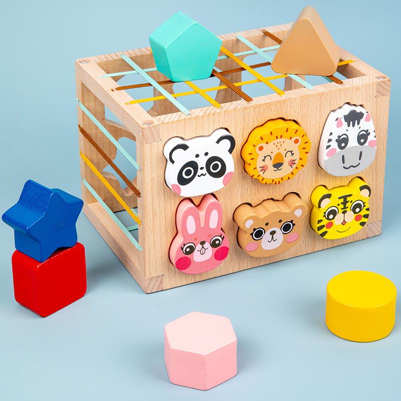 Wooden Shape Animal Color Blocks For Kids Diy Assembly Educational For Cognitive