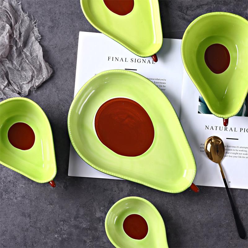 Internet Celebrities Ins Same Cute Avocado Ceramic Plate Household Fruit Salad Plate Snack Plate Creative Plate Small Plate