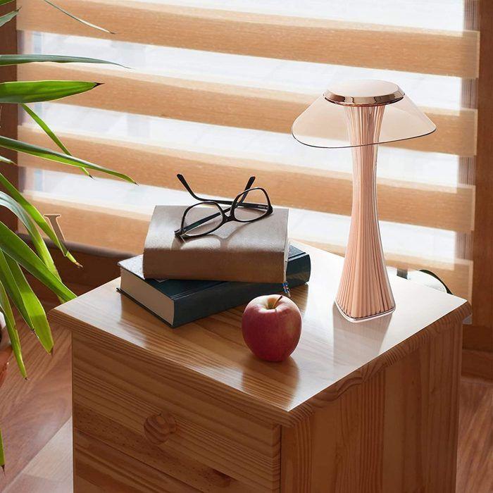 NETTLIFE Lampe de bureau à LED; variateur tactile; batterie rechargeable intégrée; recharge par USB; couleur rose