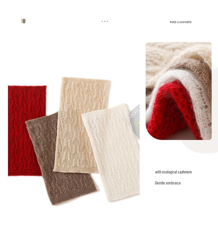 Autumn/Winter Cashmere Knit Women's Scarf: Solid Color Hollow-out Neck Warmer Pullover