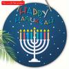 1pc 2d Flat Hanukkah Menorah Wooden Sign - 20cm Classic Wall Hanging Decoration, No Electricity Needed, Multipurpose Use for Home & Outdoor Celebratio