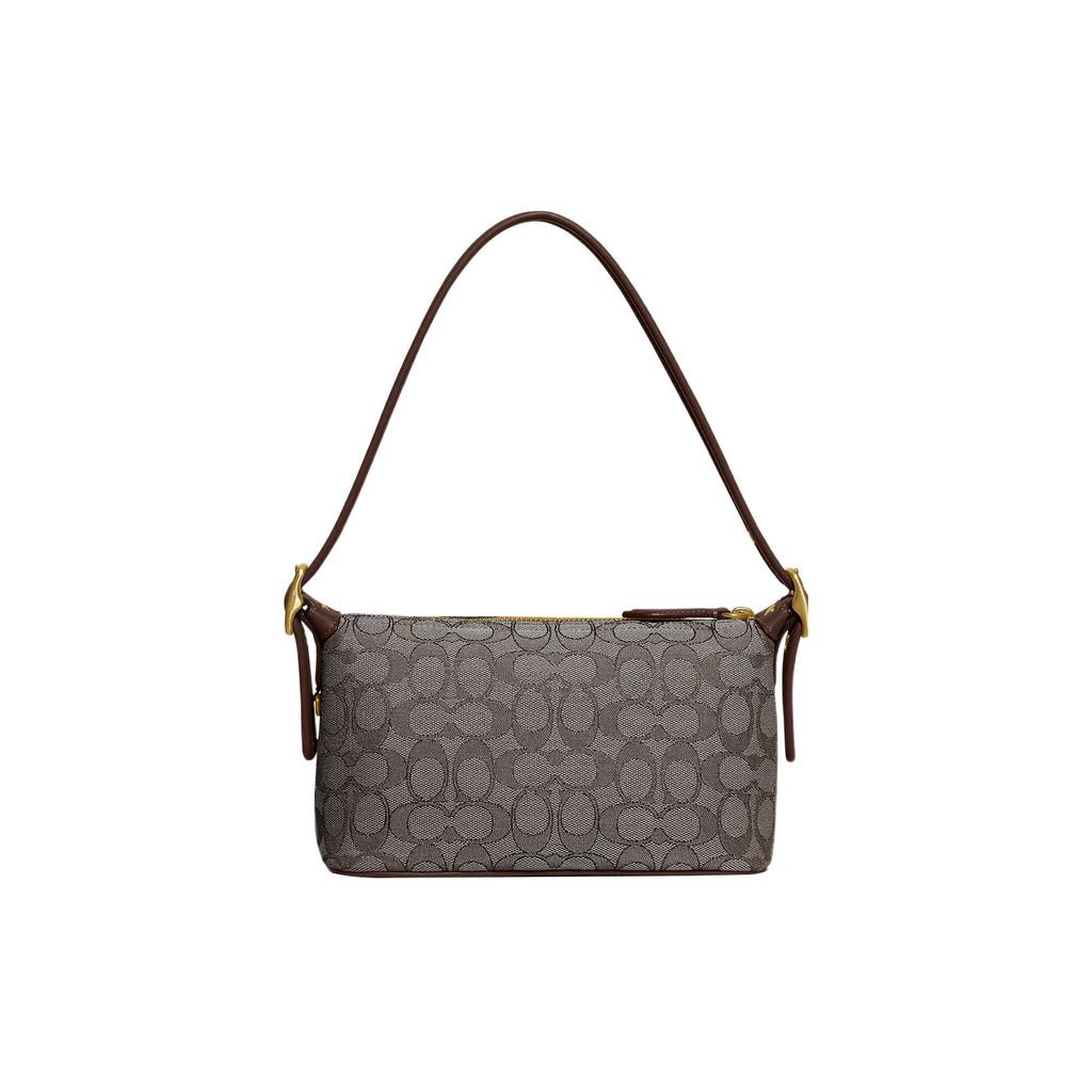 New COACH Demi Jacquard Fabric With Recycled Leather Shoulder Bag Handbag Medium Size Women's Brown CE736-B4S0M