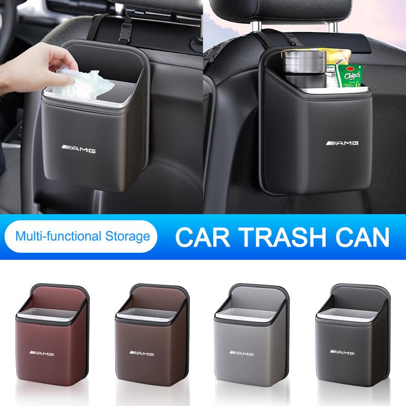 TXF4 Car Hanging Trash Can Seat Back Storage Box For Mercedes Benz AMG W204 W212 W176 GLC CLA GLA E Interior Auto Accessories