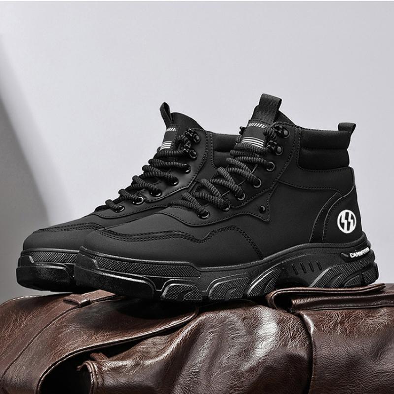 Мужские короткие ботинки на толстой подошве весна-осень новые высокие мужские износостойкие короткие ботинки в британском стиле на толстой подошве повседневная обувь