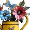 Patio Yard Wall Accents Rustic Metal Watering Can Art, Flower Butterfly Welcome Sign, Farmhouse Sign for Front Door Iron Hanging Decor Porch