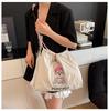 2025 Large Capacity Cute Cloth Bag Tote Bag Cartoon Embroidered Shoulder Bag Casual Drawstring Tote Bag