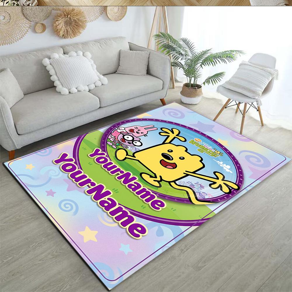 Wow! Wow! Wubbzy Personalized Text Floor Rug Office Rug Perfect for Kitchen Playrooms Balcony Living Rooms Antislip Carpet Office home decor