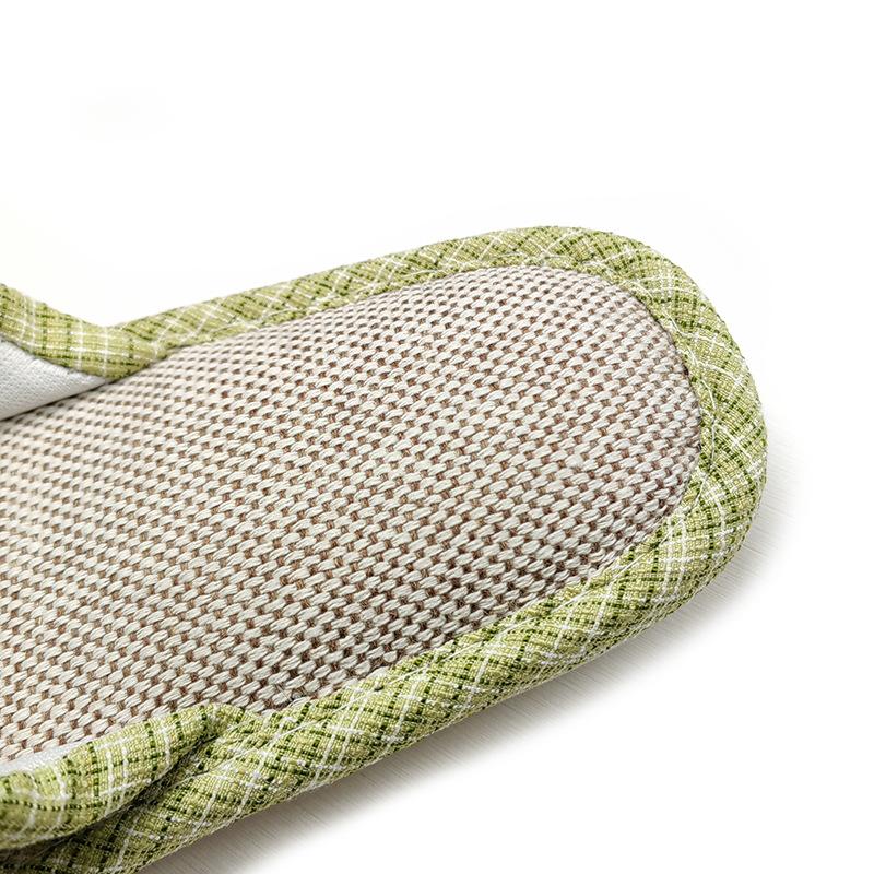 Летние модные милые женские льняные тапочки на толстой подошве