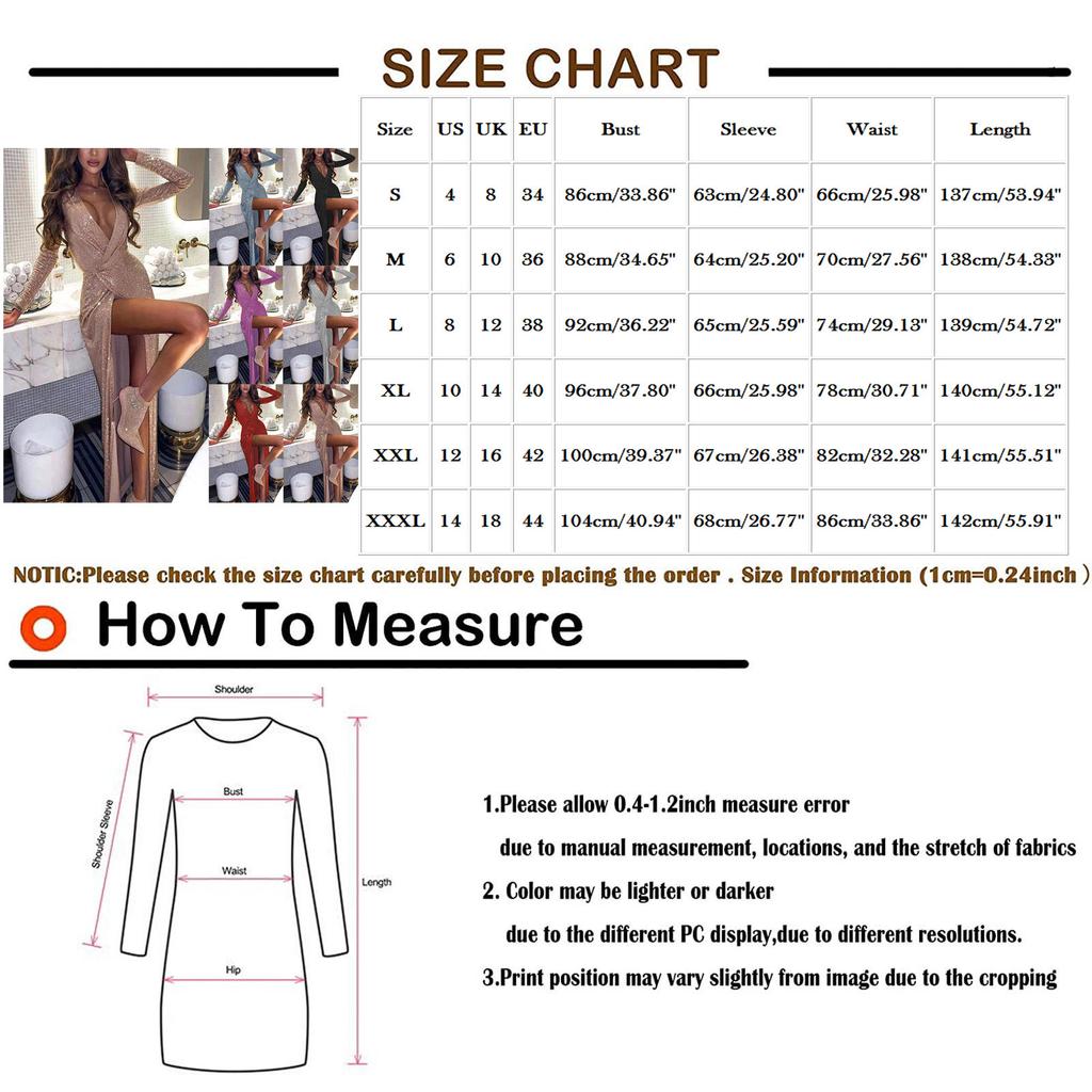 Women's Solid Color V-neck Shiny Sexy Dress Slim Long-sleeved Dress Long Dress