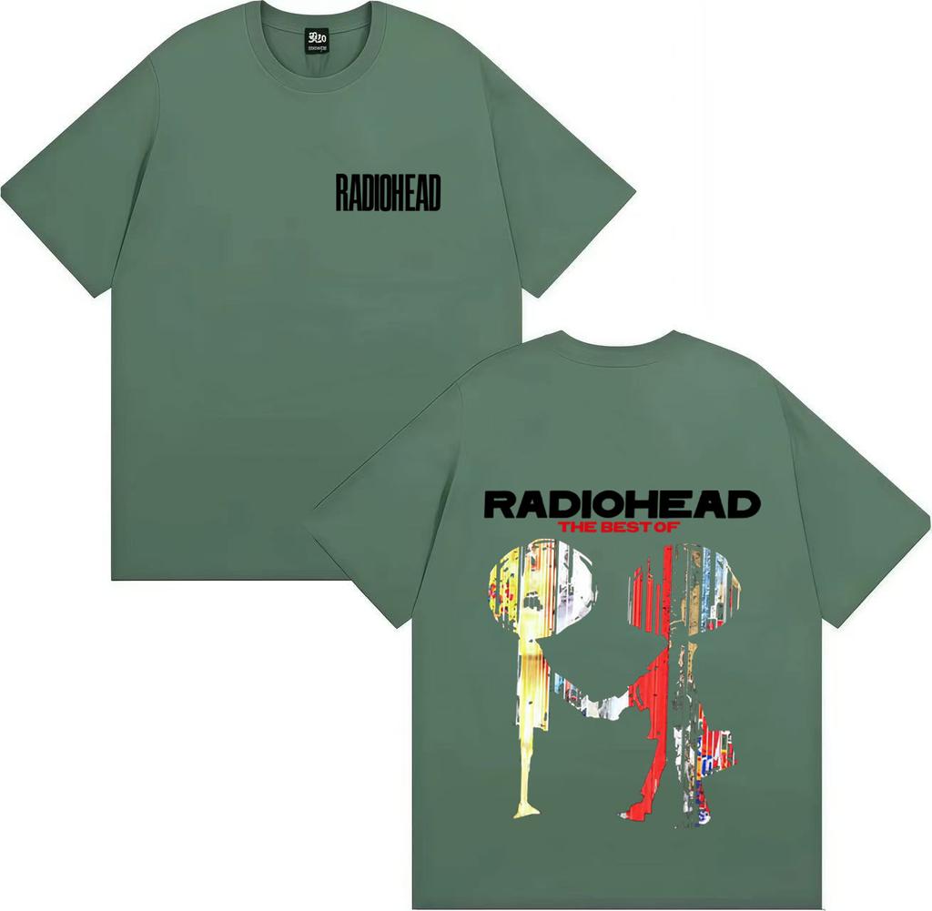Модный принт Radiohead The Bends Двусторонний принт Футболка с коротким рукавом Мужская Женская Готическая футболка Оверсайз Хлопок Повседневные футболки